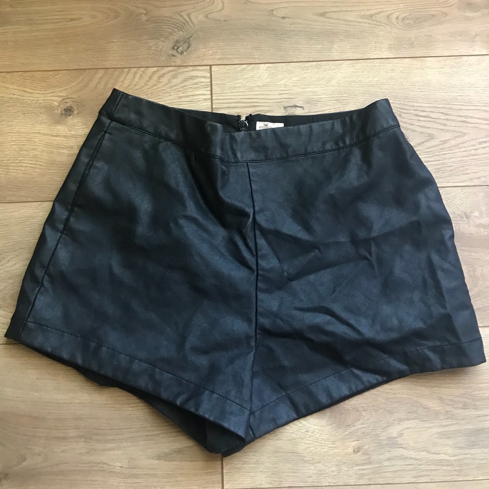 Black faux leather type shorts